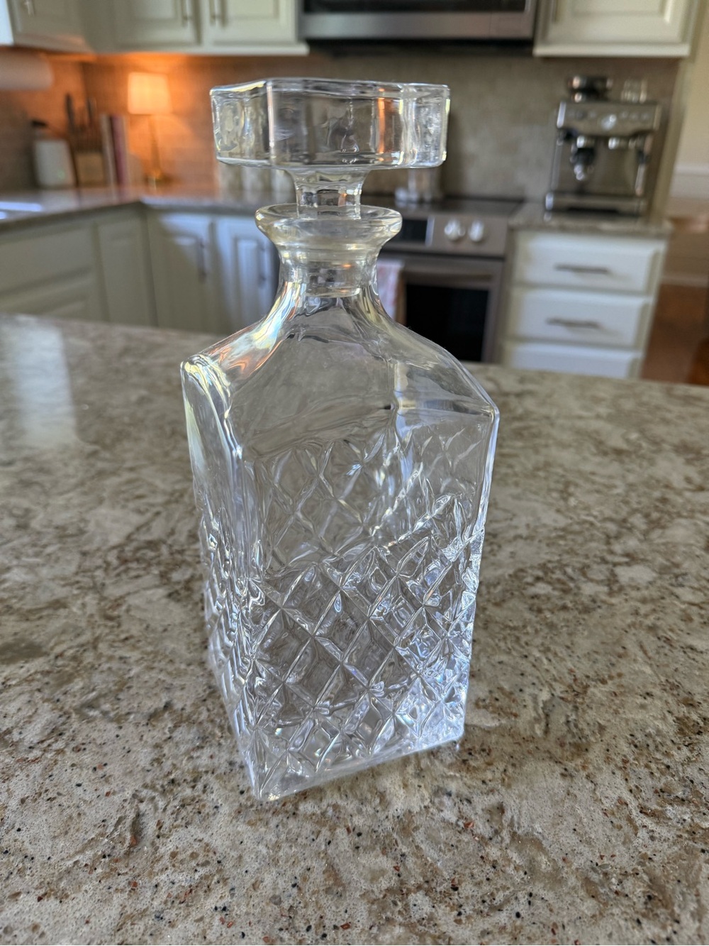 Crate and barrel Cut Glass Crystal Decanter with Stopper - Clear